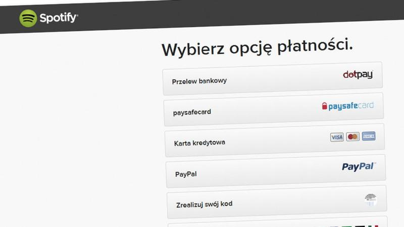 Opłata za Spotify przelewem